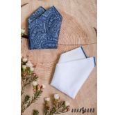 Бяло-синя памучна кърпичка