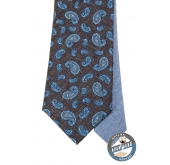 Мъжка копринена синя пейсли вратовръзка