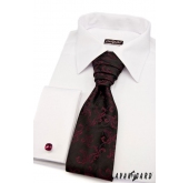 Черна сватбена вратовръзка с орнаменти от цвят фуксия - универсален