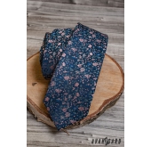 Елегантна синя вратовръзка с флорален десен