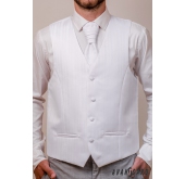 Мъжка сватбена жилетка с вратовръзка Бяла фина линия