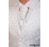 Кремаво жилетка и френска вратовръзка с нежен десен - 66